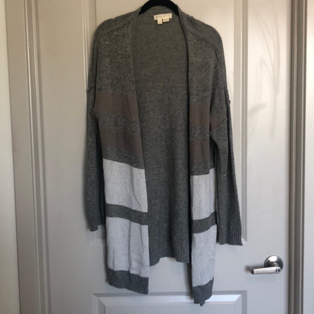 Mouchette Color Block Open Front Cardigan Sweater